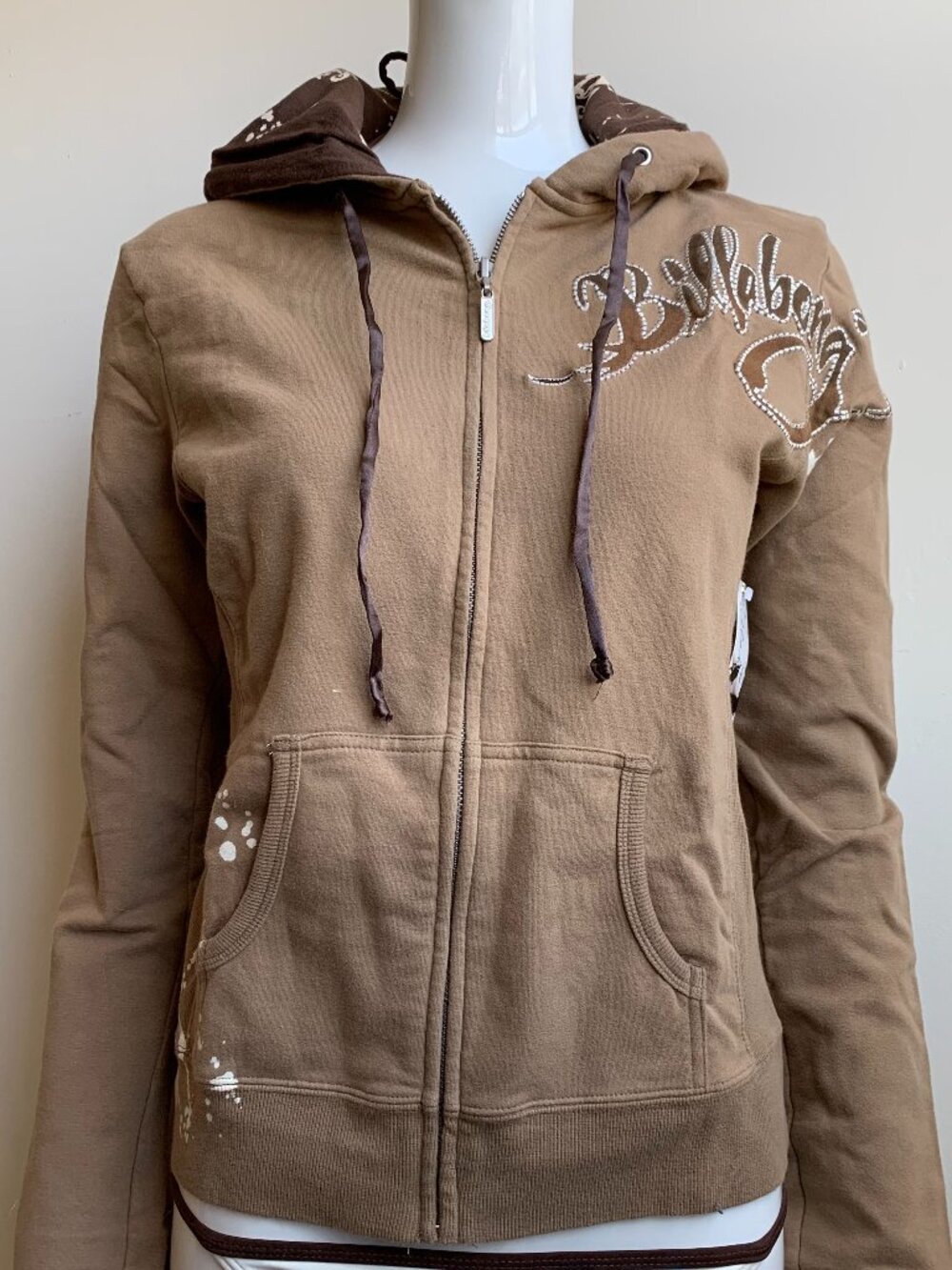 Billabong Brown Splatter print zipper zip up hoodie